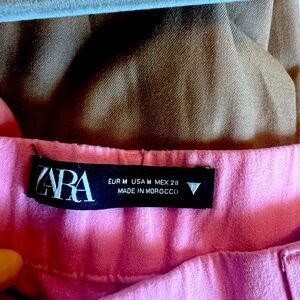 Zara Pink Linen wide leg pants